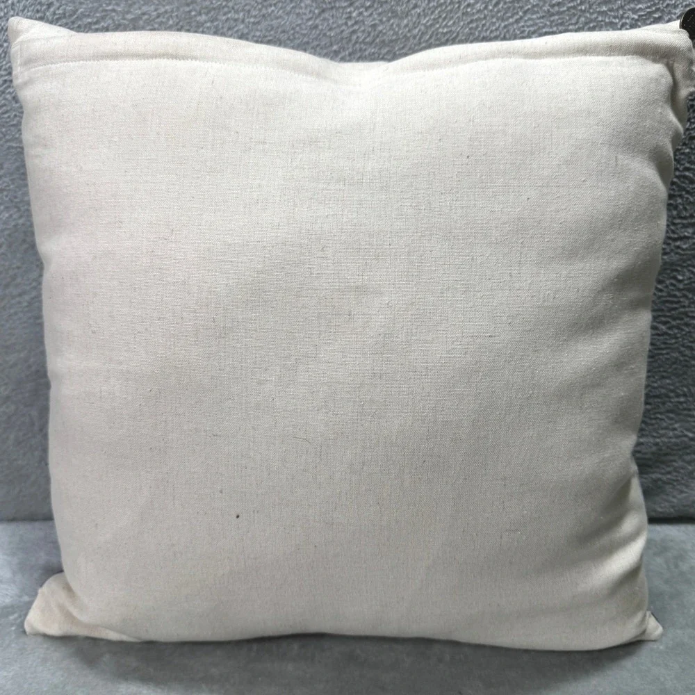 Pier 1 Embroidered Lavender Floral Throw Pillow Boho Cream Decorative Cushion